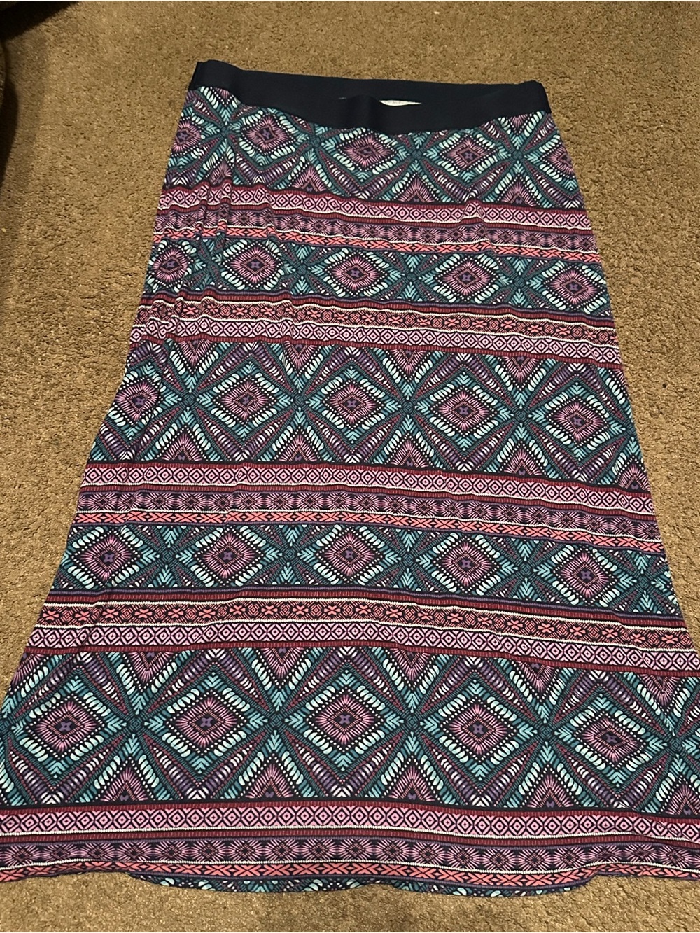 J. Jill Teal and Purple Geometric Maxi Skirt